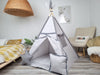 Teepee Tent for Kids | Gray Neutral Teepee Playhouse | Indoor Wigwam Playzone for Boys & Girls | Cozy Kids Playhouse