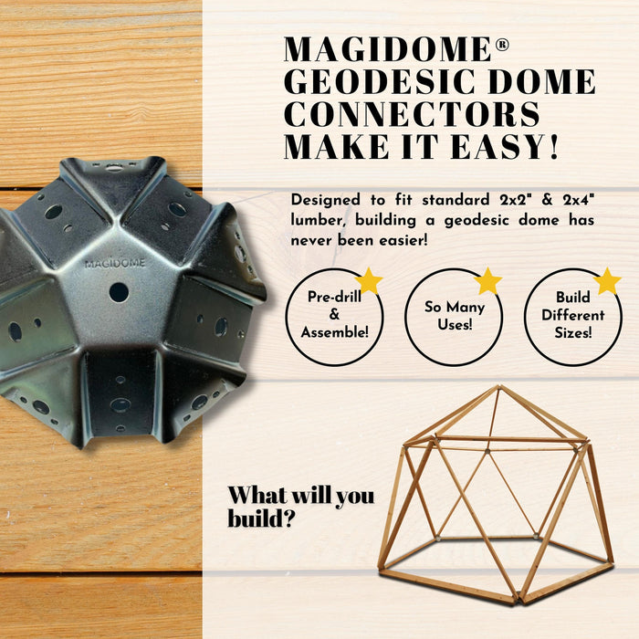 ® Steel Geodesic Dome Connector Kit. Build Your Own Magical Space , Playhouse, Tent, Trellis or Mini Greenhouse.