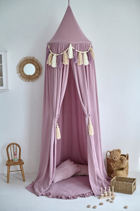 Kids Bed Canopy, Cotton Bed Canopy, Reading Corner Canopy, Vanilla Bed Tent, Fringe Bed Canopy, Nursery Room Decor, Playhouse Canopy