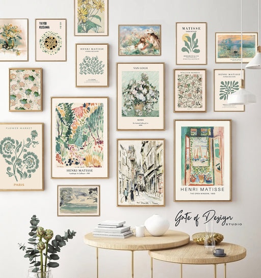 Printable Wall Art Set: Green Gallery Wall Art Prints Vintage Gallery Wall Set Modern Decor Eclectic Neutral 16 Trendy Now Digital Prints