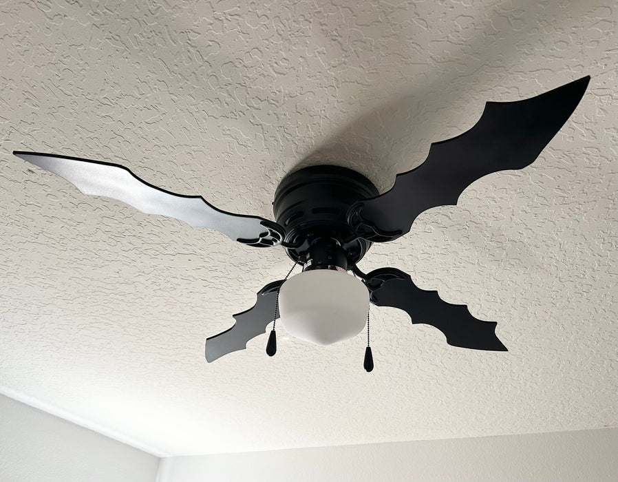 Bat Ceiling Fan, Bat Fan Goth Home Decor, Gothic Room Decor, Bat Pull String Fan, Decorative Bat Wing Fan with Light Fixture, Batwing Fan