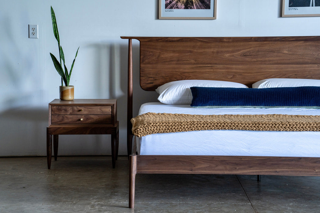 White Oak Platform Bed in Mid Century Modern Eames Styling / Storage Platform Bed All Solid Hardwood / Handmade in Pacific Northwest