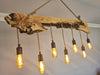 Olive Wood Rustic Light Fixture, Farmhouse Wooden Live Edge Chandelier for Dinign Room, Unique Ceiling Light for Dining Table and Kitchen