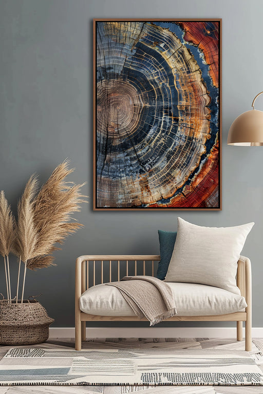 Tree Ring Framed Wall Art, Abstract Colorful Tree Ring Wall Decor, Minimalist Home Canvas Art, Modern Farmhouse Living Room Canvas Print