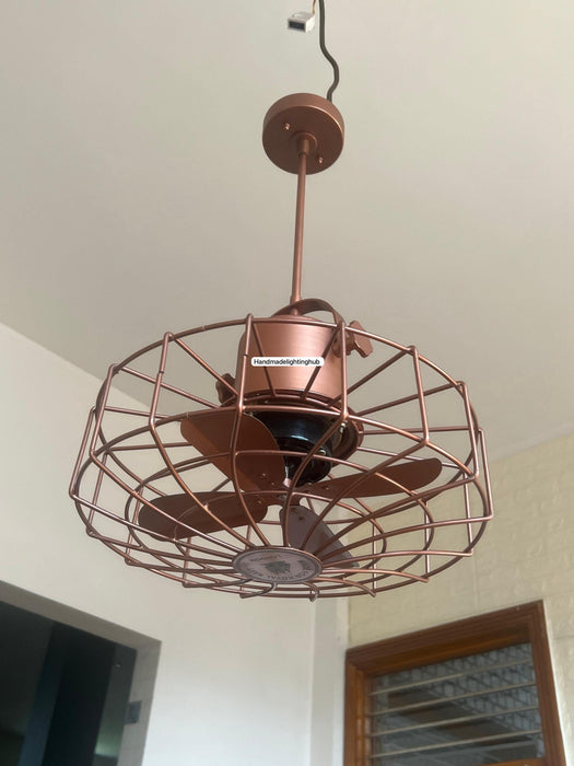 Nautical Modern Copper Finish Adjustable Height Pedestal Fan-Home Decor Accent - Ceiling & Wall Mountable for Bedroom, Office, and Kitchen