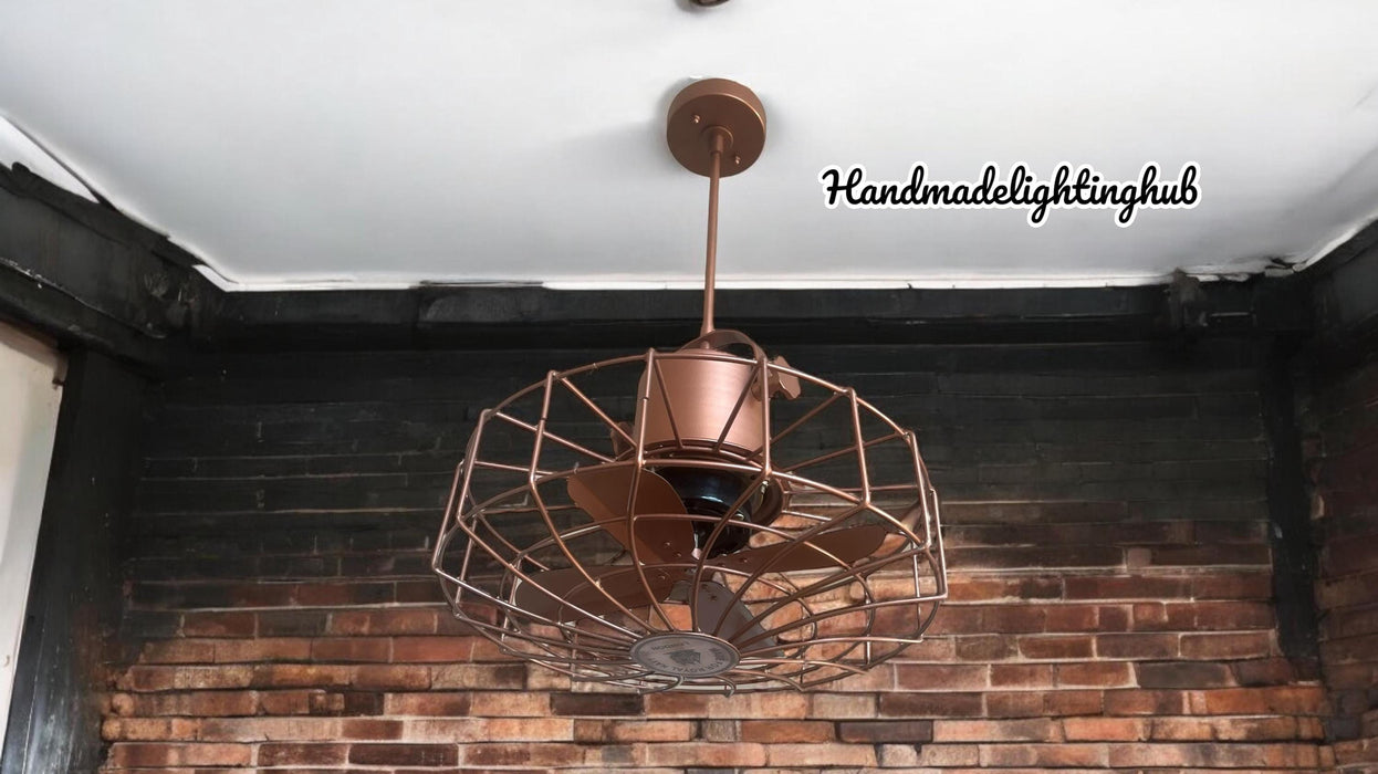 Nautical Modern Copper Finish Adjustable Height Pedestal Fan-Home Decor Accent - Ceiling & Wall Mountable for Bedroom, Office, and Kitchen