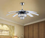 48" LED Ceiling Fan Light with Crystal Chandelier and 8 Retractable Blades