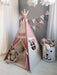 BEIGE / PINK Tipi for Girl, Pop-Up Teepee, Folded Wigwam for Nursery, Portable Shelter for Kid Room, Fabric Playhouse, Tradicional Playtent