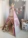 BEIGE / PINK Tipi for Girl, Pop-Up Teepee, Folded Wigwam for Nursery, Portable Shelter for Kid Room, Fabric Playhouse, Tradicional Playtent