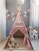 BEIGE / PINK Tipi for Girl, Pop-Up Teepee, Folded Wigwam for Nursery, Portable Shelter for Kid Room, Fabric Playhouse, Tradicional Playtent