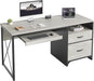 Industrial Office Desk with Storage Drawers and Keyboard Tray - ShipItFurniture