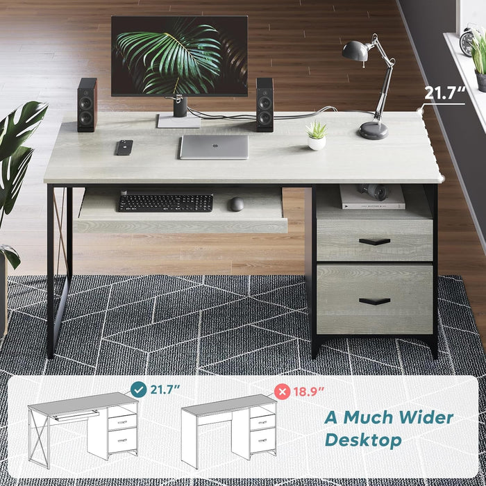 Industrial Office Desk with Storage Drawers and Keyboard Tray - ShipItFurniture