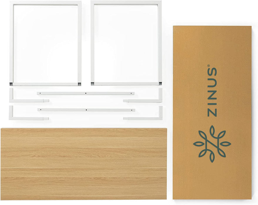 Jennifer 63 Inch White Frame Desk, Computer Workstation, Office Desk, Easy Assembly, Natural - ShipItFurniture