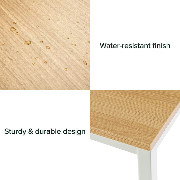 Jennifer 63 Inch White Frame Desk, Computer Workstation, Office Desk, Easy Assembly, Natural - ShipItFurniture