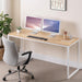 Jennifer 63 Inch White Frame Desk, Computer Workstation, Office Desk, Easy Assembly, Natural - ShipItFurniture