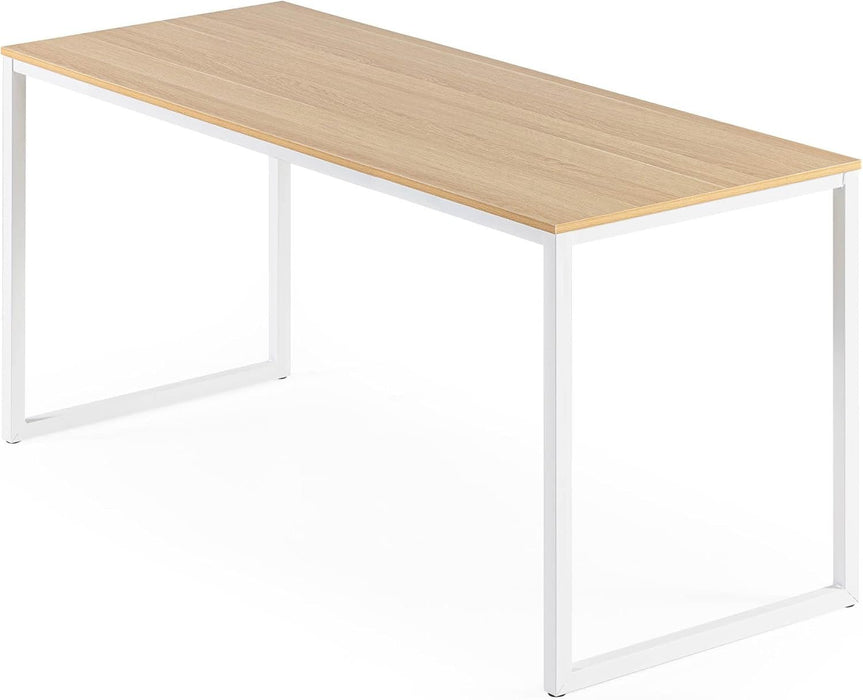 Jennifer 63 Inch White Frame Desk, Computer Workstation, Office Desk, Easy Assembly, Natural - ShipItFurniture