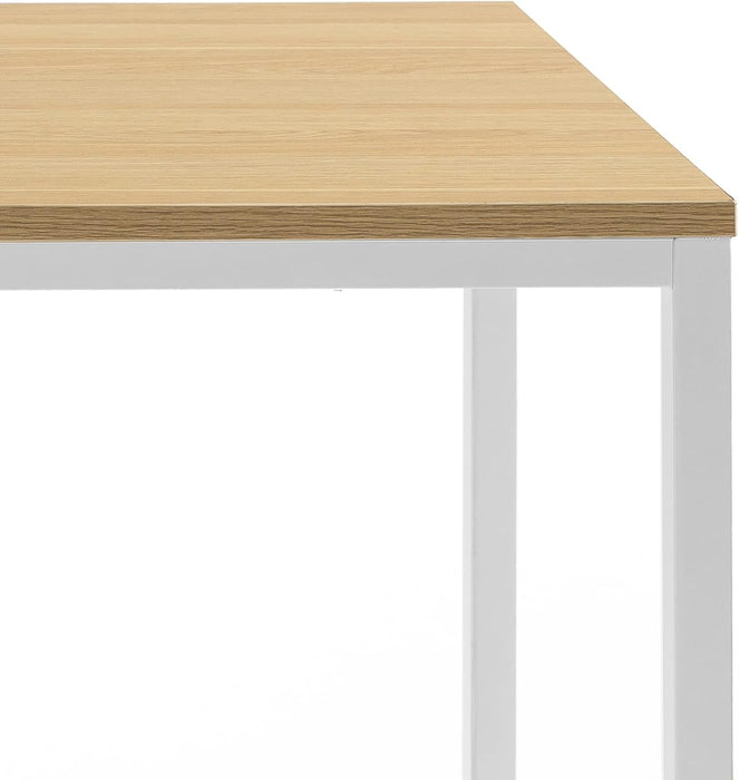 Jennifer 63 Inch White Frame Desk, Computer Workstation, Office Desk, Easy Assembly, Natural - ShipItFurniture