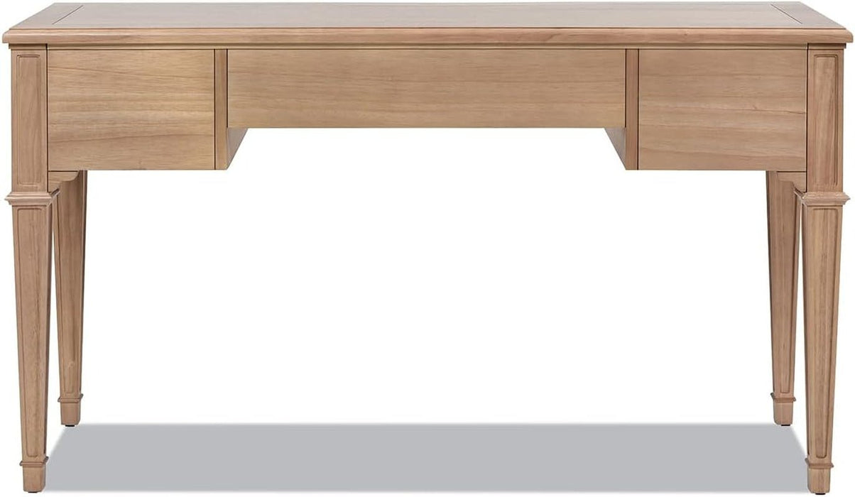 JTH Luxe Dauphin 55" 3 - Drawer Wood Executive Desk, Natural Brown Wood - ShipItFurniture