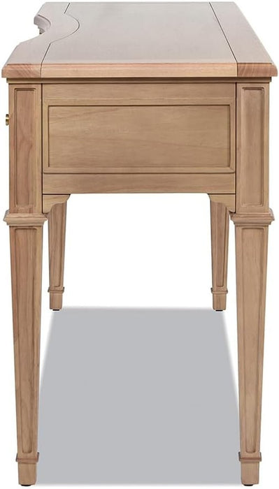 JTH Luxe Dauphin 55" 3 - Drawer Wood Executive Desk, Natural Brown Wood - ShipItFurniture