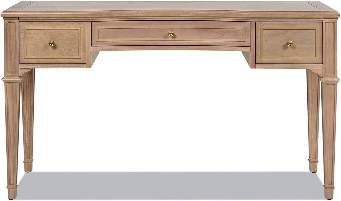 JTH Luxe Dauphin 55" 3 - Drawer Wood Executive Desk, Natural Brown Wood - ShipItFurniture