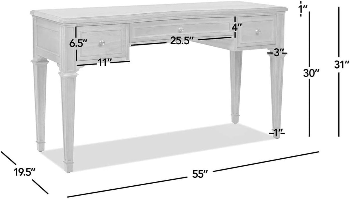 JTH Luxe Dauphin 55" 3 - Drawer Wood Executive Desk, Natural Brown Wood - ShipItFurniture