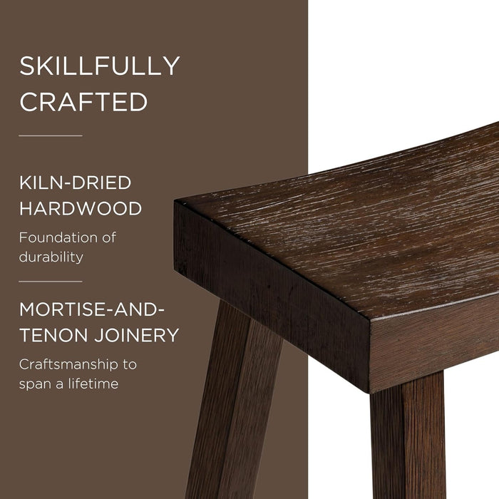 Kitchen Bar Stool, Modern Farmhouse Wood Barstool, Kitchen Island Chairs, Pub Bar Height Stools for Kitchen, Wide Comfortable Seat Backless Bar Stools, Vincent 31 Inch, Antiqued Brown - ShipItFurniture