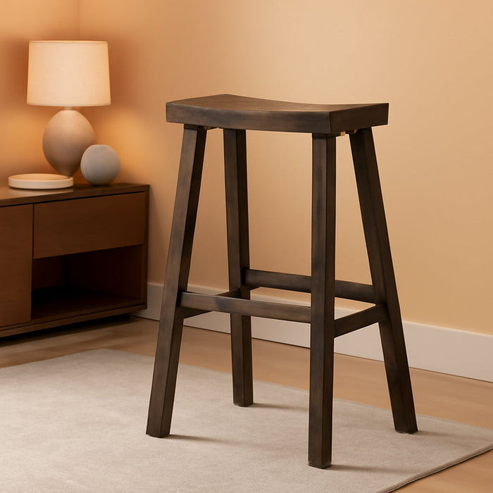 Kitchen Bar Stool, Modern Farmhouse Wood Barstool, Kitchen Island Chairs, Pub Bar Height Stools for Kitchen, Wide Comfortable Seat Backless Bar Stools, Vincent 31 Inch, Antiqued Brown - ShipItFurniture