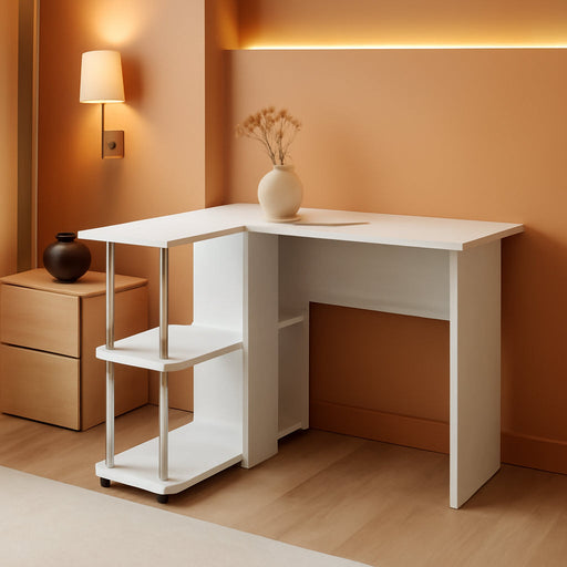 L Shape Desk with Bookshelf for Space Efficiency - ShipItFurniture