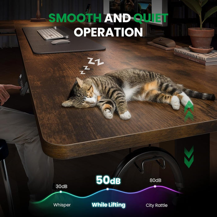 L Shaped Adjustable Standing Desk with Charging Station - ShipItFurniture