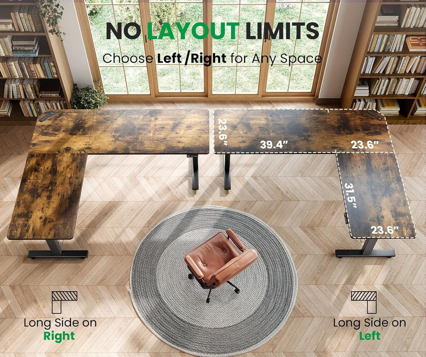 L Shaped Adjustable Standing Desk with Charging Station - ShipItFurniture