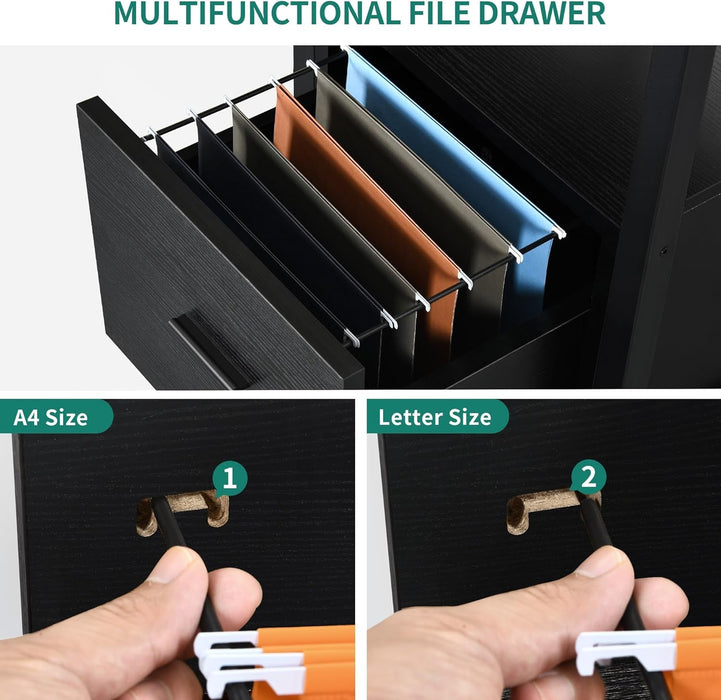 L Shaped Adjustable Standing Desk with File Drawer - ShipItFurniture