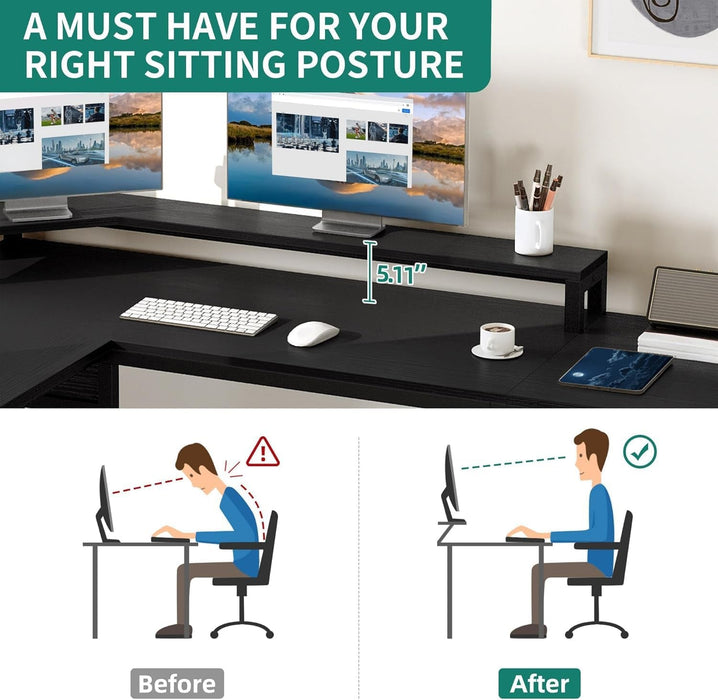 L Shaped Adjustable Standing Desk with File Drawer - ShipItFurniture