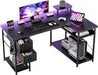 L Shaped Carbon Fiber Gaming Desk with Adjustable Shelf - ShipItFurniture