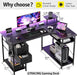 L Shaped Carbon Fiber Gaming Desk with Adjustable Shelf - ShipItFurniture