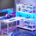 L Shaped Computer Desk, 58'' Office Desk with LED Light and Bookshelf, L Shaped Corner Desk with Storage Shelves for Home Office, Gaming Desk, L Desk, White - ShipItFurniture