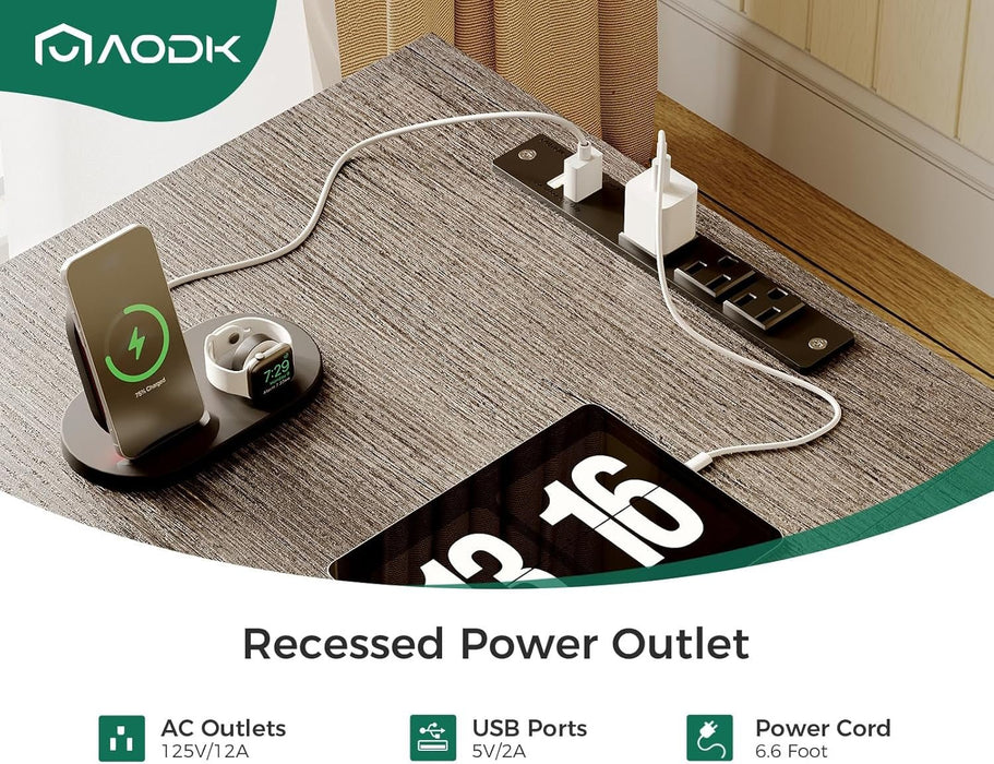 L Shaped Computer Desk with File Cabinet and LED Light - ShipItFurniture