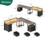 L Shaped Computer Desk with File Cabinet and LED Light - ShipItFurniture