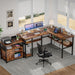 L Shaped Computer Desk with Magic Power Outlets and USB Charging Ports, Sturdy Reversible Corner Desk with Storage Shelves, Modern Work Desk for Home Office, Easy to Assemble, Rustic Brown - ShipItFurniture