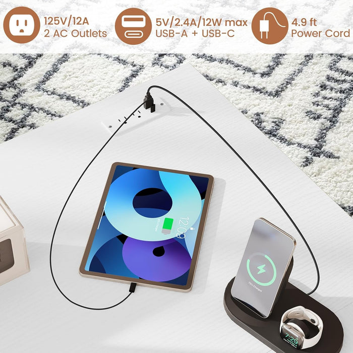 L - Shaped Computer Desk with Power Outlets, 95” Long 2 - Person Desk with Monitor Shelf, Modern Corner Desk Gaming Table with USB Ports for Home Office - ShipItFurniture