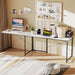 L - Shaped Computer Desk with Power Outlets, 95” Long 2 - Person Desk with Monitor Shelf, Modern Corner Desk Gaming Table with USB Ports for Home Office - ShipItFurniture
