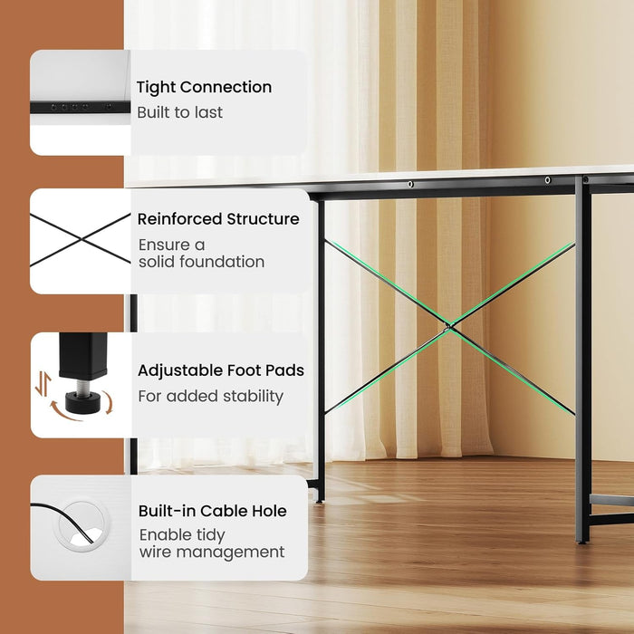 L - Shaped Computer Desk with Power Outlets, 95” Long 2 - Person Desk with Monitor Shelf, Modern Corner Desk Gaming Table with USB Ports for Home Office - ShipItFurniture