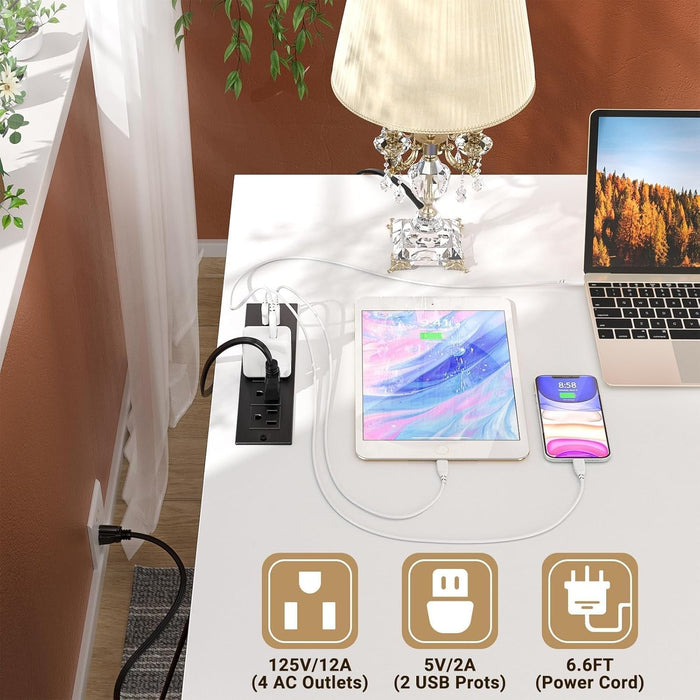 L Shaped Computer Desk with Power Outlets and USB Ports - ShipItFurniture