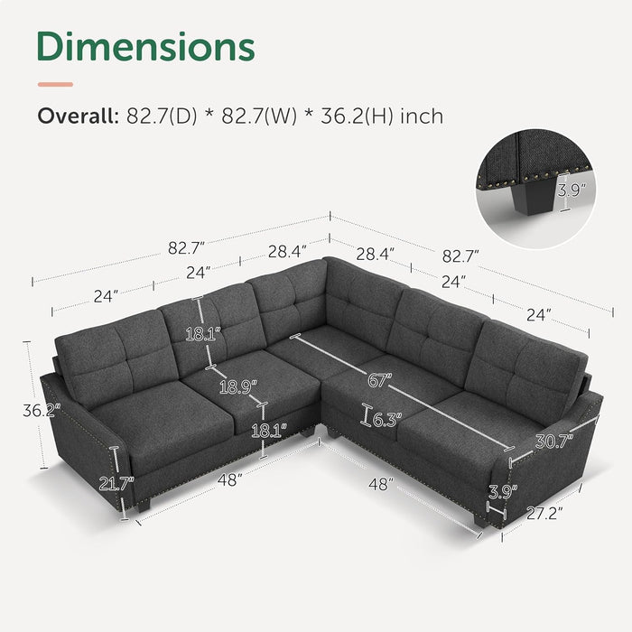 L Shaped Convertible Sectional Sofa for Small Spaces - ShipItFurniture