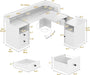 L Shaped Desk with Drawers, 60" Corner Computer Desk with Power Outlets & Lift Top, Home Office Desk with Storage Cabinet & LED Lights, Wood Desk, Height Adjustable Desk, White - ShipItFurniture