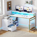 L Shaped Desk With LED Light And Power Outlets - ShipItFurniture