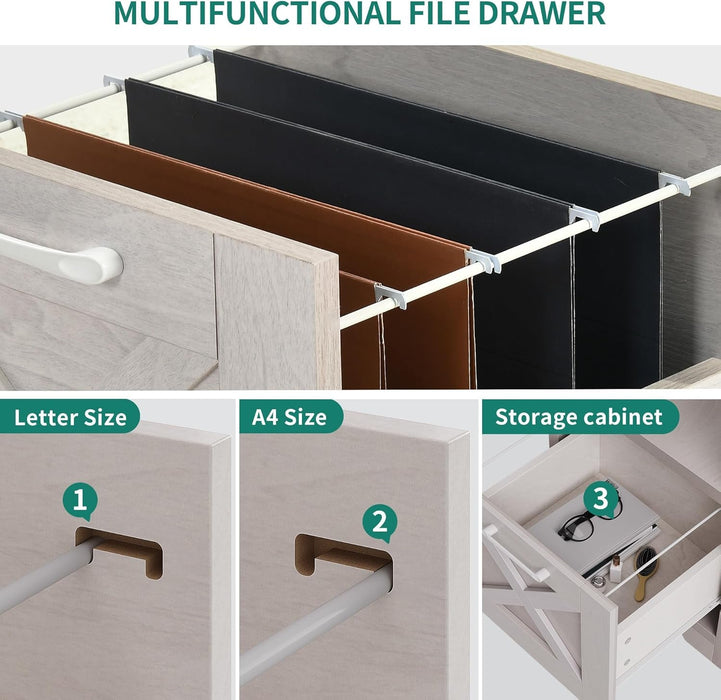 L Shaped Desk with Power Outlets, 60 Inch Computer Desk Corner Desk with File Drawer, Home Office Desk with Monitor Stand & Storage Shelves, L - Shaped Desk with File Cabinet, Grey Wash - ShipItFurniture