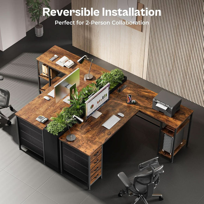 L Shaped Desk with Power Outlets and USB Port - ShipItFurniture