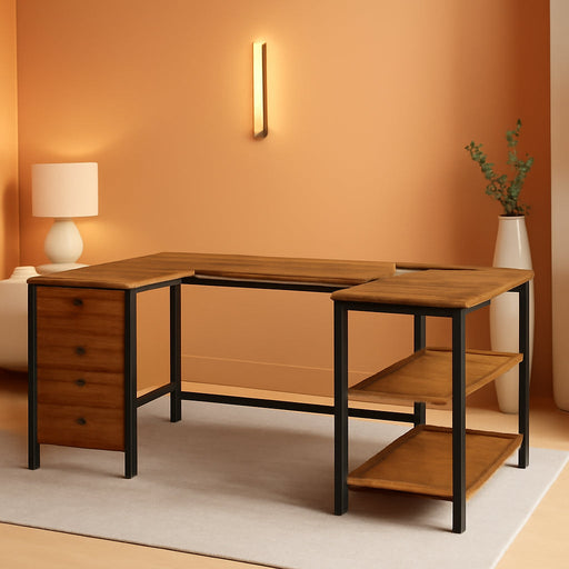 L Shaped Desk with Power Outlets and USB Port - ShipItFurniture