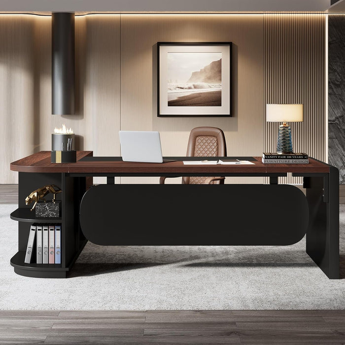 L Shaped Desk With Storage Shelves For Home Office - ShipItFurniture