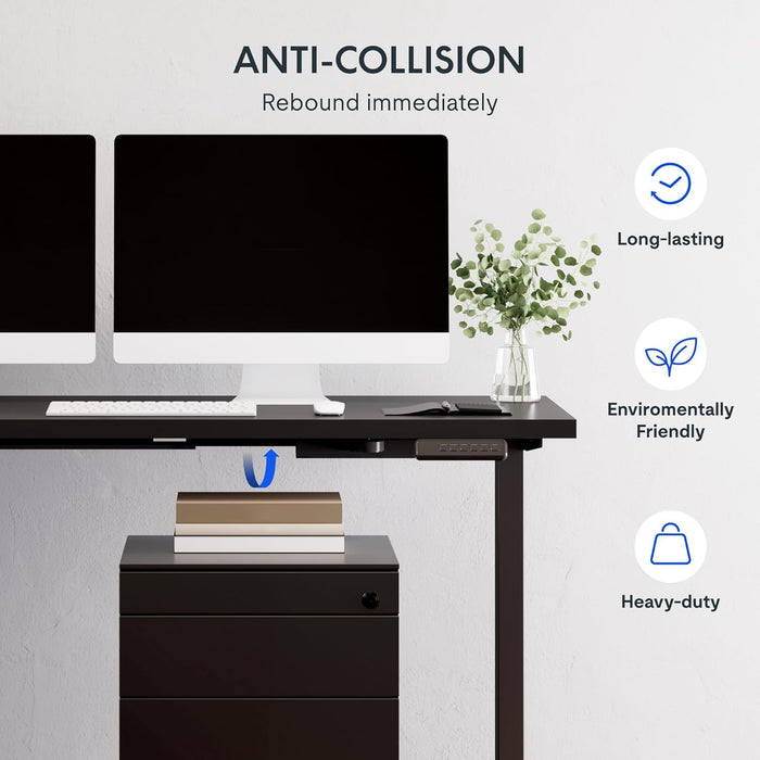 L Shaped Electric Height Adjustable Desk with Drawer - ShipItFurniture